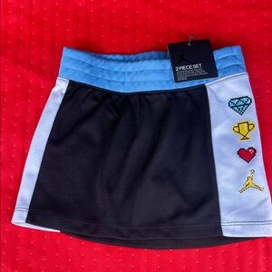 Kids Black and Blue Skirt with Fun Patches